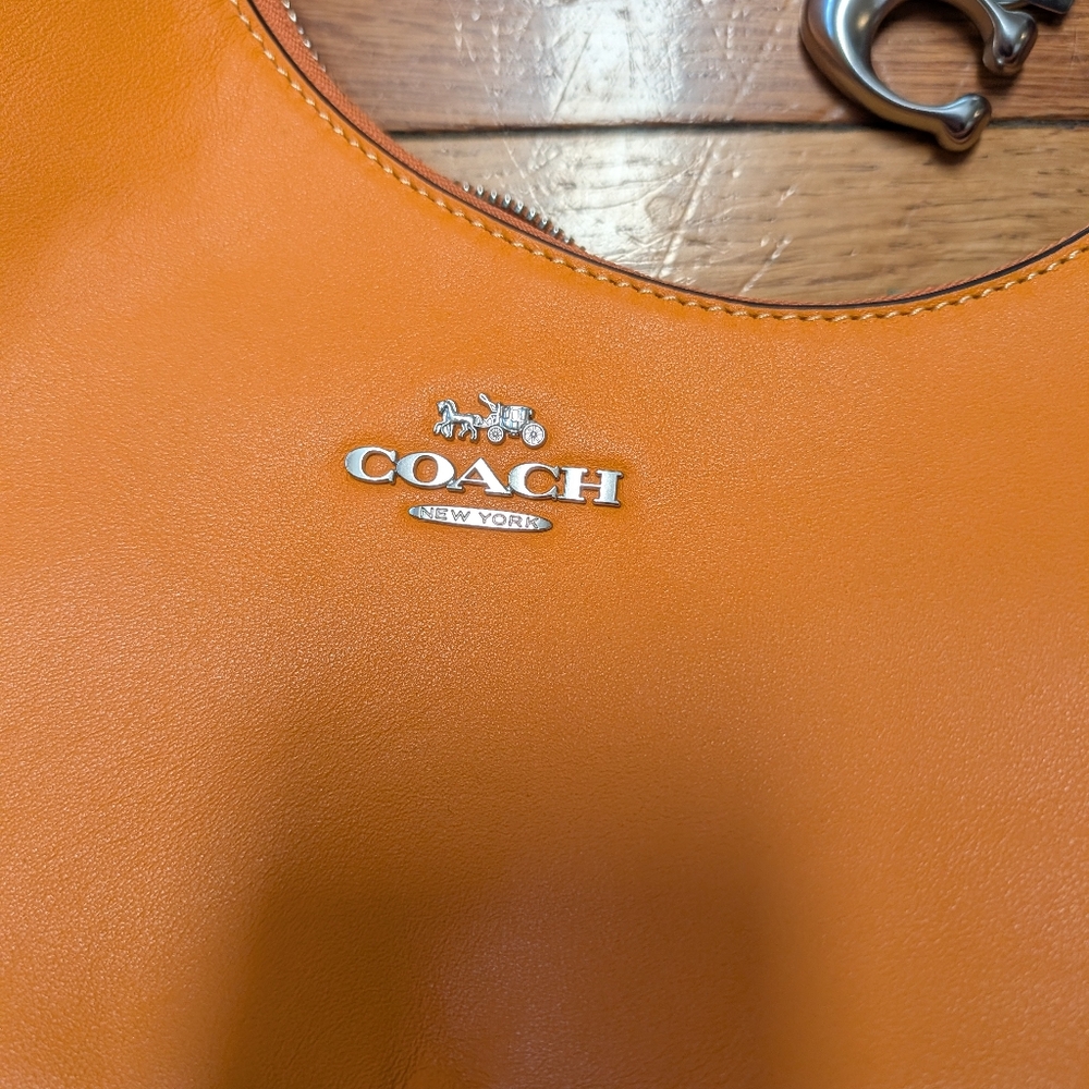 Coach Orange Leather Crescent Crossbody Bag - Picture 3 of 6